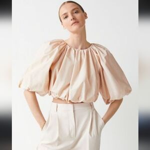 P Cill Cream Balloon Tie Back Puff Sleeve Blouse L